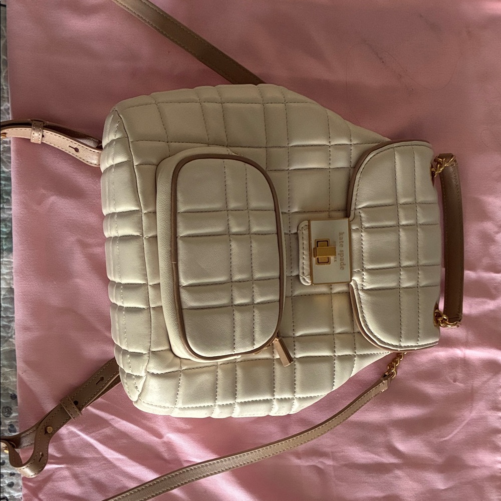 Kate Spade Cream Quilted Backpack